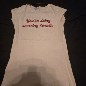 White T-Shirt with Red Text